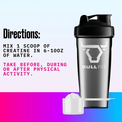 Miniatura 4 de BULLFIT Monohidrato de creatina micronizada a base de polvo 375 G, 0.18 oz por porción, sin sabor, suplemento de creatina para hombres y mujeres