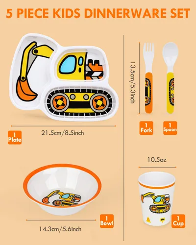 Miniatura 4 de Lehoo Castle Juego de platos y cuencos para niños, juego de vajilla para niños incluye plato, cuenco, taza y vajilla, hecho de material duradero
