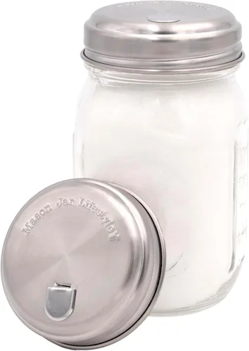 Miniatura 3 de Tapas de acero inoxidable para dispensación de azúcar, estilo retro, para tarros Mason (paquete de 2, boca regular)