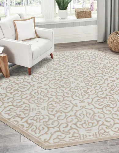 Miniatura 6 de Alfombra de Área de la Colección Rushmore de Unique Loom - Johnson (Corredor de 2' x 7' 3", Blanco Nieve/Beige)