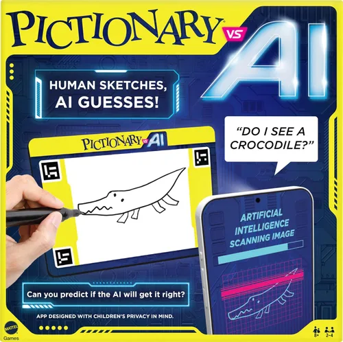 Mattel Games Juego familiar Pictionary vs. AI para niños, adultos y familias con inteligencia artificial para 2 a 4 jugadores