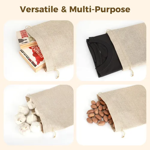 Miniatura 5 de Bolsas de arpillera a granel con cordón, 20 bolsas de recuerdo de 10 x 14 pulgadas para envolver regalos, ropa, pan, para graduación, junio, día
