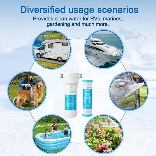 Miniatura 7 de Sistema de Filtro de Agua Externo para RV - Incluye Un Filtro Compuesto, Altamente Eficaz Reduce Sedimentos, Cloro, Mal Sabor y Olor; Adecuado