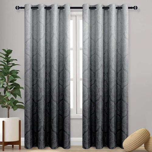 Miniatura 117 de DWCN - Cortinas blackout para dormitorio, diseño de damasco con aislamiento térmico y ojales, para sala de estar, juego de 2 paneles de cortina Gris