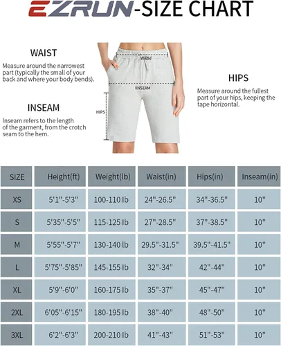 Miniatura 6 de EZRUN - Bermudas para mujer, para entrenar en el gimnasio, pantalones cortos veraniegos de algodón con bolsillos profundos para mujer