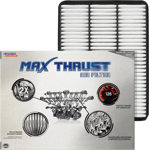 Miniatura 36 de Filtro de aire de motor Spearhead MPG Defense Max Thrust para vehículos de todo kilometraje, se adapta como el OEM, restaura MPG y aceleración