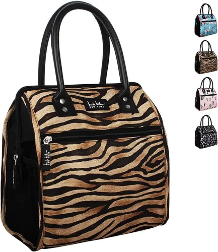 Miniatura 13 de Nicole Miller - Bolsa térmica para el almuerzo, bolsa térmica suave de gran apertura, bolsa de hielo para alimentos con soporte para botellas de Azul