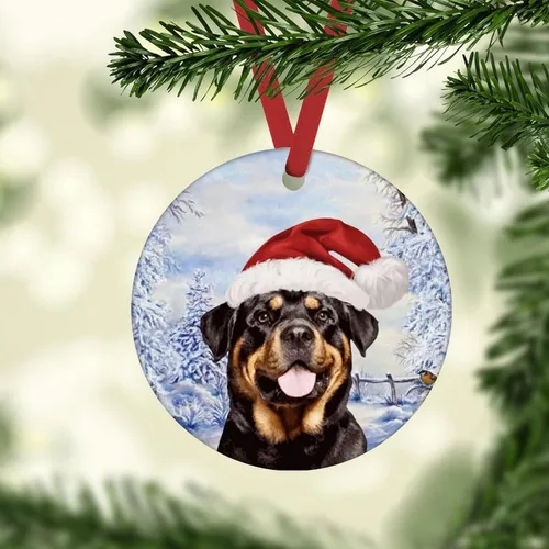 Miniatura 2 de Adornos de Navidad de Santa Rottweiler para perro, cachorro, adornos de Navidad Rottweiler para árbol de Navidad, adornos colgantes de Navidad