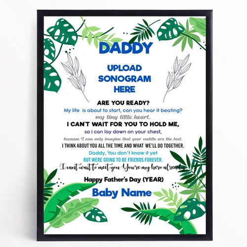 Marco de fotos personalizado para el primer día del padre, foto de ultrasonido personalizado, póster de bebé, decoración de pared para papá por