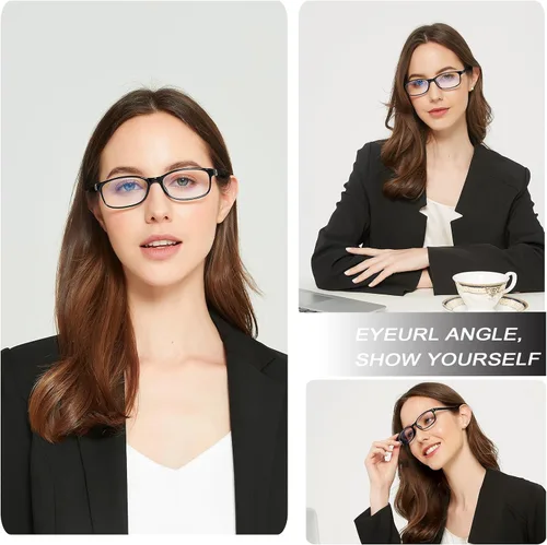 Miniatura 7 de EYEURL Gafas de lectura para mujer, con bloqueo de luz azul, paquete de 2 lentes ligeros para computadora + 3.5 lentes de bloqueo de deslumbramiento