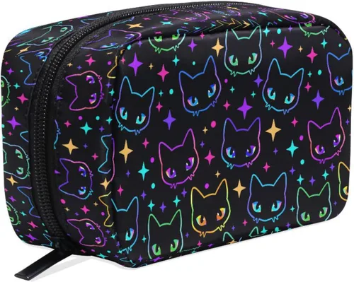 Miniatura 21 de MNSRUU Pequeña bolsa de cosméticos para niñas y mujeres, de viaje, con estampado de leopardo colorido, organizador de artículos de tocador