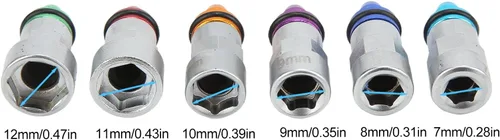 Miniatura 6 de Kit de llave de purga de frenos con 6 adaptadores, goma metálica, universal para automóvil, SUV, camión ligero, motocicleta, 0.27-0.47 pulgadas