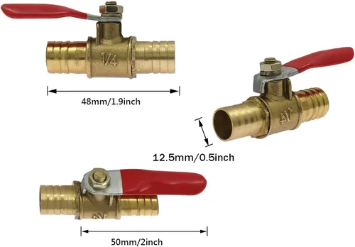 Miniatura 4 de Bonsicoky - 4 válvulas de bola de agua de latón de 1/2 pulgada de diámetro de manguera de cierre de manguera de manguera de púas conector conector
