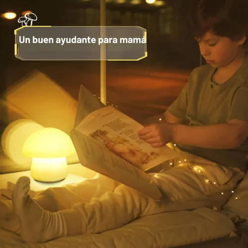 Miniatura 5 de Lámpara de Hongo, Luz Nocturna Recargable, Luz Nocturna LED Multicolor, Lámpara de Noche Regulable para Lactancia Materna, Lámpara de Silicona Suave