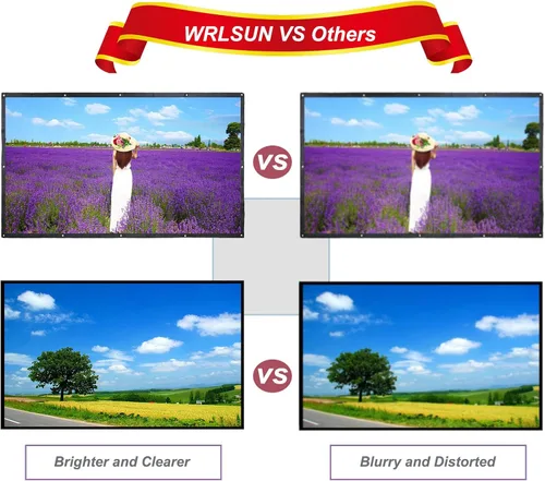 Miniatura 9 de Pantalla de proyector para exteriores de 180 pulgadas, WRLSUN HD 16:9, grande, plegable, portátil, para cine en casa, para campamento, oficina