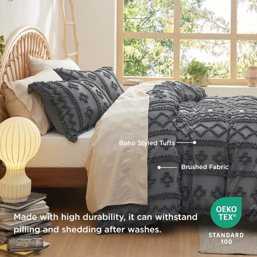 Miniatura 4 de Bedsure Funda de edredón bohemia, tamaño Queen, suave y cómoda, diseño elegante, ropa de cama bohemia para decoración, lavable a máquina, para todas