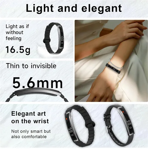 Miniatura 2 de Efolen Pulsera inteligente para mujeres, rastreador de fitness ultraligero con monitor de frecuencia cardíaca/oxígeno en sangre/sueño/podómetro