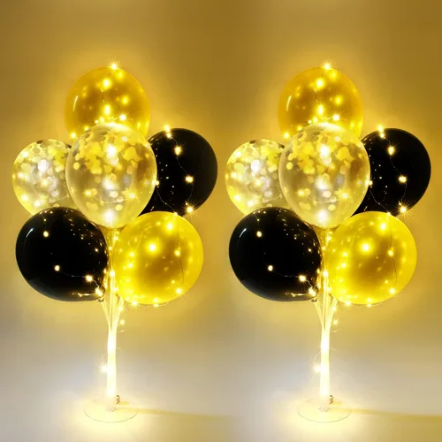 Miniatura 16 de Ainiv 15 globos de fiesta gruesos azules con cinta y confeti, globos metálicos de látex para baby showers, bodas, graduaciones y cumpleaños