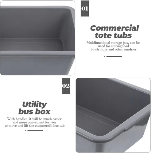 Miniatura 4 de Cabilock Cubo de almacenamiento de plástico rectangular multifuncional con asas para uso en el hogar Restaurante Lavando platos Almacenamiento
