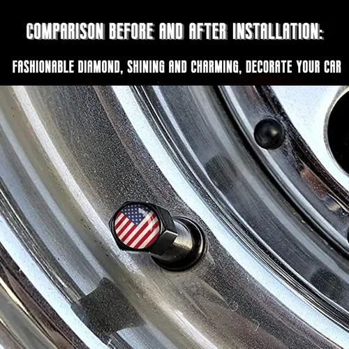 Miniatura 6 de Antena de bala de la bandera americana para coche y camión con tapas de válvula, antena universal para GM Chevy Silverado 1500 2500 3500 HD