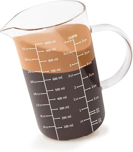 Miniatura 13 de Newness Taza medidora de vidrio con asa, 10.1 fl oz (0.3 litros, 1 1/4 taza) taza medidora con tres escalas (OZ, taza, ML/CC) y pico en forma de V