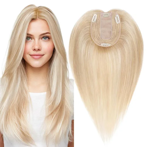 Miniatura 13 de MY-LADY Extensiones de cabello humano para mujeres, cabello natural 10 * 12CM, base de seda con encaje, densidad 130%, pasadores Remy, 6 pulgadas