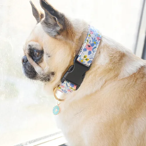 Miniatura 3 de 2 collares de algodón para perro, suaves y lindas flores, 3 tamaños, collar de nailon suave ajustable para hembras, perros pequeños, medianos
