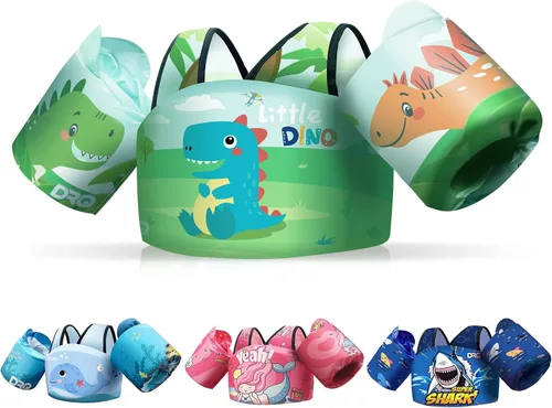 DRQ Chaleco de natación para niños pequeños, flotadores para niños de 22 a 66 libras, chaleco salvavidas para niños con arnés de hombro con alas de