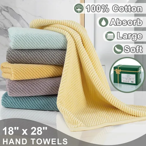 Miniatura 294 de VOOVA & MOVAS Toallas de mano blancas - 100% algodón Ligeras Gruesas Secado rápido Suaves Absorbentes, paquete de 4 piezas grandes de 18