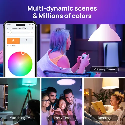 Miniatura 4 de Consciot Bombillas inteligentes, bombillas LED A19 E26 que cambian de color, WiFi y Bluetooth, certificado Matter, funciona con Alexa, Google Home
