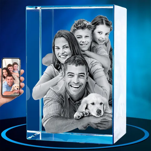 Miniatura 16 de ArtPix - Foto de cristal 3D, regalos personalizados para papá, mujeres, esposa, abuelo, gran regalo personalizado con tu propia foto, grabado en 3D