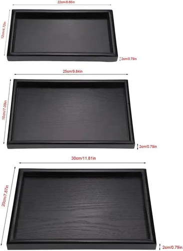 Miniatura 8 de Bandeja de madera, bandeja rectangular de madera maciza para servir, moderna, elegante, para té, café, aperitivos, comidas, plato con bordes