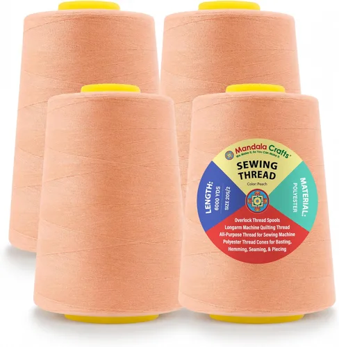 Miniatura 97 de Mandala Crafts 4 Pack of Serger Threads Cones Spools - 20S/2 24000 Yards Polyester Baby Blue Threads for Sergers Machine and Overlock Quilting