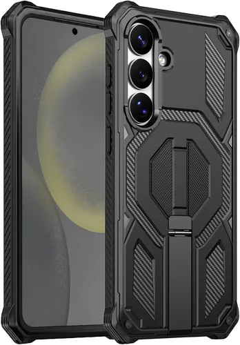 Miniatura 11 de Funda magnética para Samsung Galaxy S24 FE con soporte y protector de pantalla [compatible con Magsafe] antideslizante, cuerpo completo, doble capa