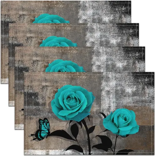 Miniatura 10 de Manteles individuales rústicos de margaritas para niños, adolescentes y jóvenes, manteles individuales retro florales antideslizantes, manteles