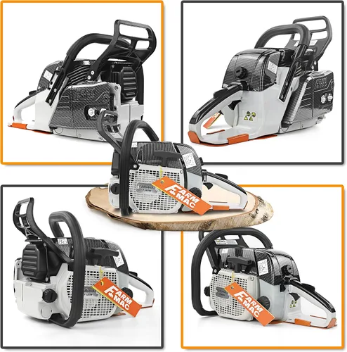 Miniatura 4 de Motosierra de gasolina de 2 ciclos F380W 72cc, motosierra de gas de 3.6KW 4.8HP apta para barra de 24/25/28 pulgadas, todas las piezas compatibles