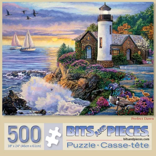 Miniatura 10 de Bits and Pieces Rompecabezas grande de 300 piezas para adultos - Rompecabezas de amanecer en el océano 'Perfect Dawn' por la artista Laura Glen