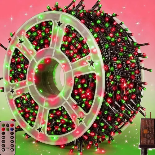 Miniatura 9 de Luces de Navidad 500 LED de 164 pies, luces impermeables para árbol de Navidad con 8 modos, control remoto, 3 temporizadores y función de memoria