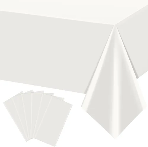 Miniatura 35 de 3 manteles color beige para mesas rectangulares, mantel desechable de plástico marfil, mantel impermeable color crema para cumpleaños, bodas