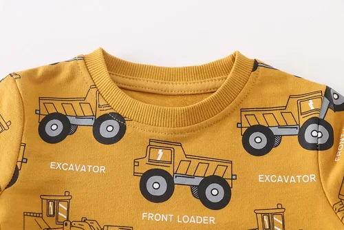 Miniatura 3 de Sudaderas divertidas con cuello redondo y estampado espacial de excavadora para niños, para otoño e invierno, de algodón