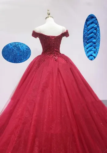 Miniatura 2 de XYAYE Vestidos de quinceañera de tul hinchado para mujer, vestido de fiesta con hombros descubiertos, vestidos de fiesta de encaje, dulces 15
