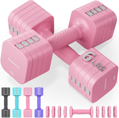 Miniatura 10 de FEIERDUN DB3 - Juego de 2 mancuernas ajustables 5 en 1, pesas de mano de 12 libras/20 libras para mujeres, hombres, juego de mancuernas de doble