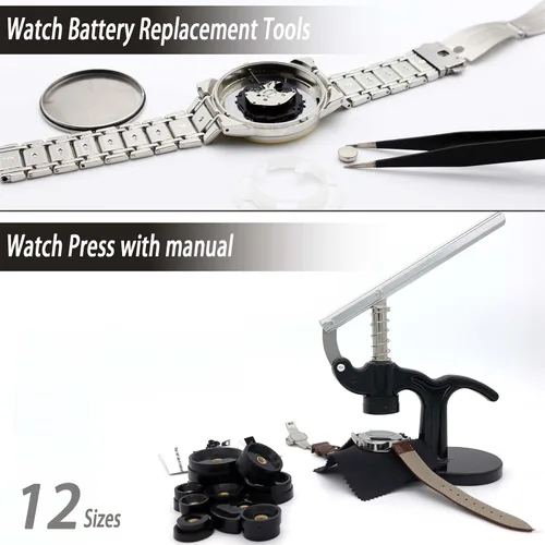 Miniatura 3 de GLDCAPA - Kit de reparación de relojes, kit de repuesto de batería de reloj profesional, herramientas de reparación de relojes con estuche
