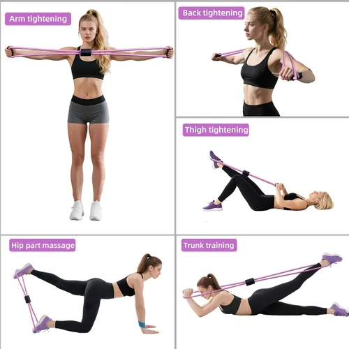 Miniatura 2 de Figura 8 bandas de resistencia con asas, juego de 3 (20 libras, 30 libras, 40 libras) para entrenamiento de brazos, hombros y cuerpo completo