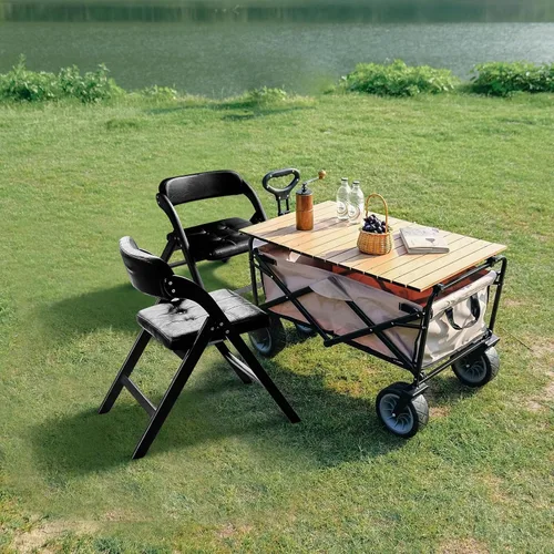 Miniatura 8 de Juego de 2 sillas plegables de madera, sillas plegables modernas con asientos acolchados, sillas de comedor plegables, silla plegable acolchada