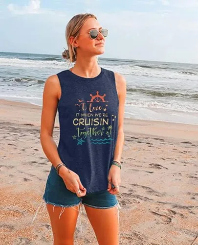 Miniatura 2 de SFHFY Camiseta sin mangas de crucero para mujer, camisetas para amantes de los cruceros, regalos de crucero, regalos para vacaciones familiares