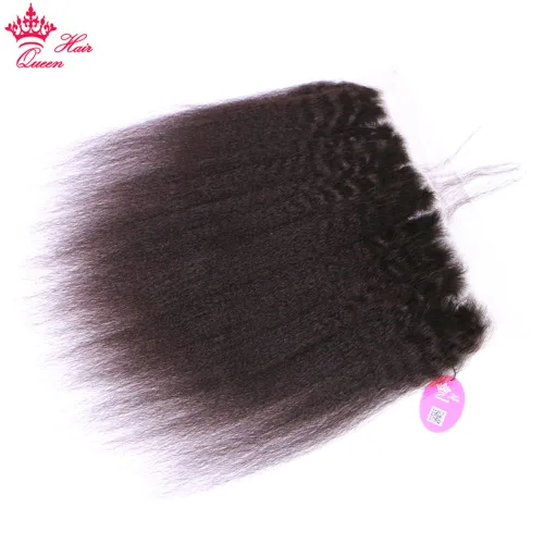 Miniatura 2 de Productos Pre-plucked brasileño rizado recto encaje frontal cierre con pelo de bebé virgen humano Yaki pelo recto natural (12 pulgadas)