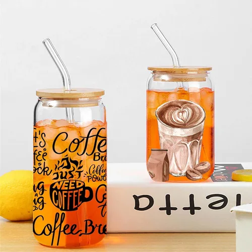 Miniatura 3 de KJMYYXGS Adhesivo de transferencia UV DTF, 5 hojas de café frotado en transferencias para tazas de vidrio de 16 onzas y calcomanías decorativas