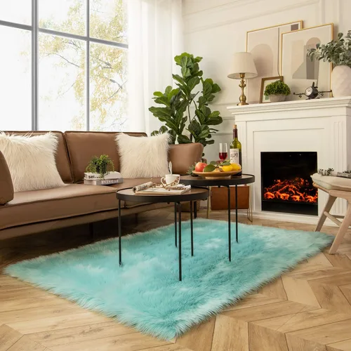 Miniatura 177 de Ashler Home Deco - Tapete de pelo sintético de oveja, mullido, suave, de 2 x 3 pies, lavable a máquina, dormitorio, habitación de los niños, sala