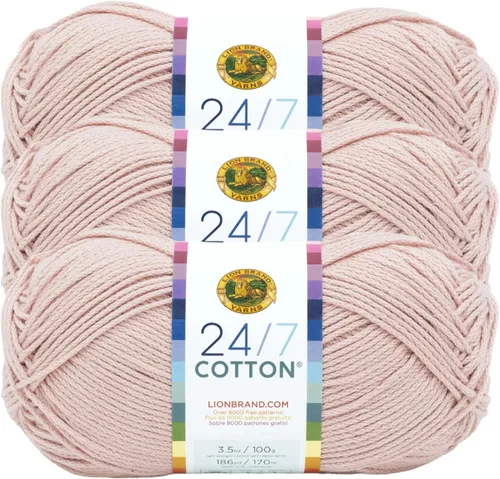 Miniatura 30 de Lion Brand Yarn, Hilo ligero mercerizado de algodón 24/7 para tejer, ganchillo y manualidades, Almirante, 1 paquete, 185 yardas de fibra natural